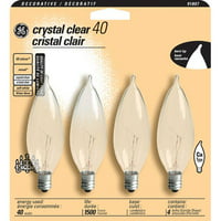 4-Pack GE 40 Watt Crystal Clear Decorative Bent Tip Chandelier Light Bulb