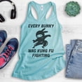thumbnail image 2 of Every Bunny Was Fung Fu Fighting Tank Top, Ladies Racerback Tank Top, Easter Rabbit Bunny Tank, Ninja Tank, Cancun, Medium, 2 of 3