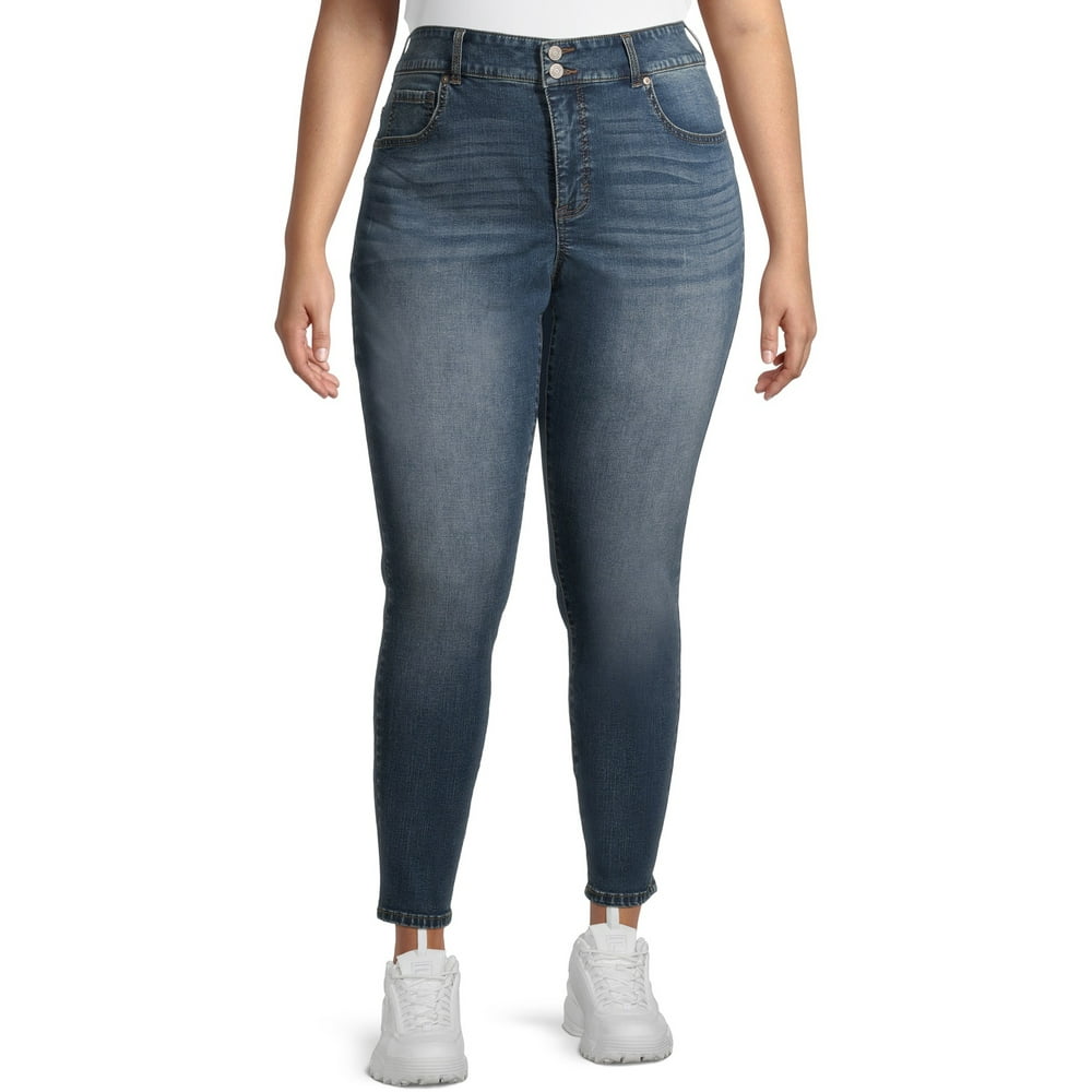Terra & Sky - Terra & Sky Women's Plus Size Double Button Sculpting Skinny Jeans - Walmart.com