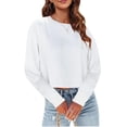 thumbnail image 2 of WULMLEO Womens Long Sleeve Crop Tops Loose Fit Fall Cropped Tshirts 2026 Crew Neck Casual Shirts White XL, 2 of 5