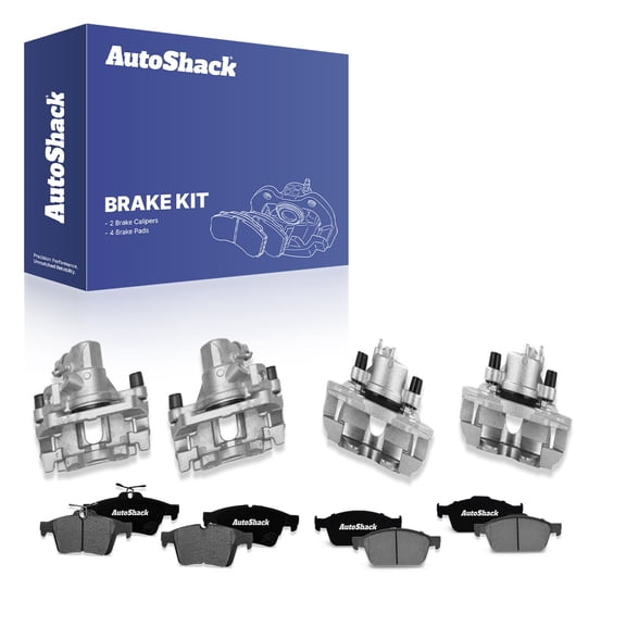 AutoShack Front & Rear Brake Calipers & Ceramic Brake Pads for Ford, Focus 2012-2018, FWD L4 2.0L