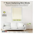 thumbnail image 3 of YOSITiuu 1" Vinyl Slats Room Darkening Cordless Window Blinds, 64L x 46W Inches Manual Operation Mode Blackout Privacy Blind, Solid Pattern Ceiling-Outside Mount Pull-Up Mini Blinds, Beige, 3 of 9
