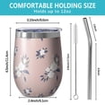 thumbnail image 5 of Floral 12oz Stainless Steel Insulated Wine Tumbler with Lid and Straw – Double Wall Vacuum Mug for Hot & Cold Drinks, 304 Steel Interior, Sweat-Free Design,Thanksgiving,Christmas, Spring,Flower, 5 of 5