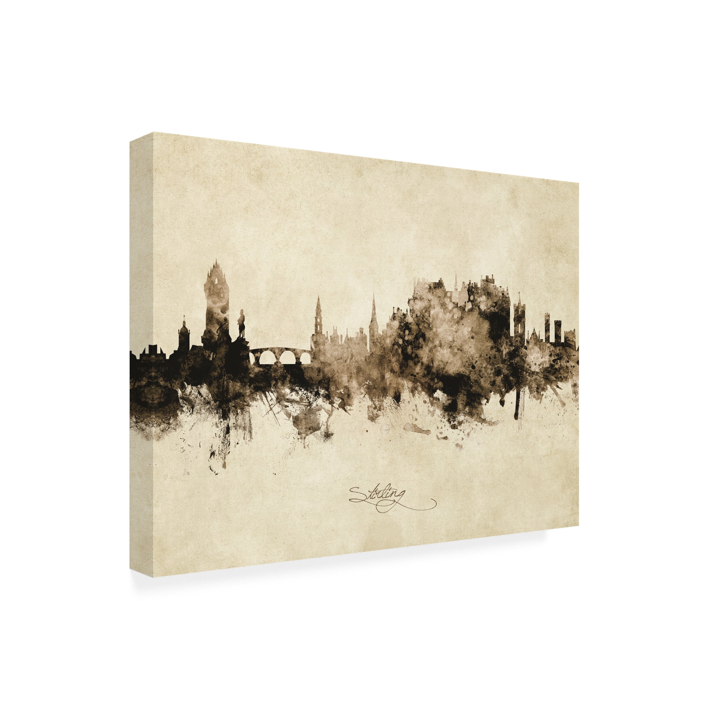 Michael Tompsett 'Stirling Scotland Skyline Vintage' Canvas Art