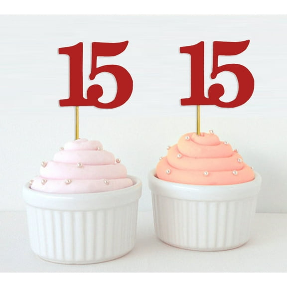 Darling Souvenir, Quinceanera 15th Birthday Cupcake Toppers, Dessert Decorations - Pack Of 20