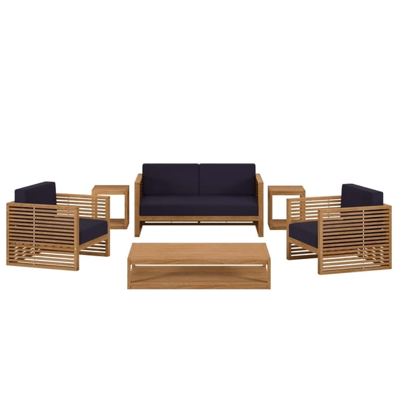 Modway Carlsbad 6-Piece Teak Wood Outdoor Patio Set