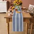 thumbnail image 2 of Navy Blue Striped Table Runner 70 Inches, Modern Farmhouse Geometric Thine Stripes Bed Runner Dresser Scarves Tabletop for Indoor Outdoor Parties/Ceremony/Banquet, 13" x 70", 2 of 9