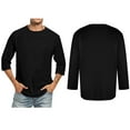 thumbnail image 2 of 3/4 Sleeve Shirt for Men Solid Color Crew Neck Baseball T-Shirts Casual Three Quarter Sleeve T Shirts Loose Fit Tees Mens 3/4 Sleeve Shirts Baseball Tshirt White, 2 of 5