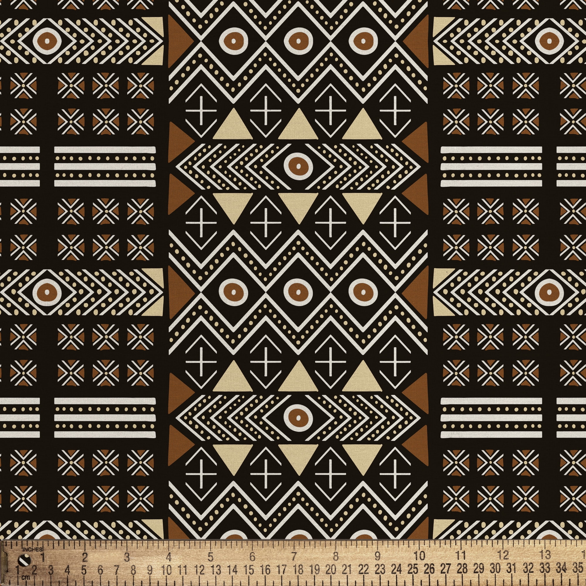 1 Yard 100% Cotton African Mudcloth 1, Black, 44" Wide for Quilting & Sewing by David Textiles