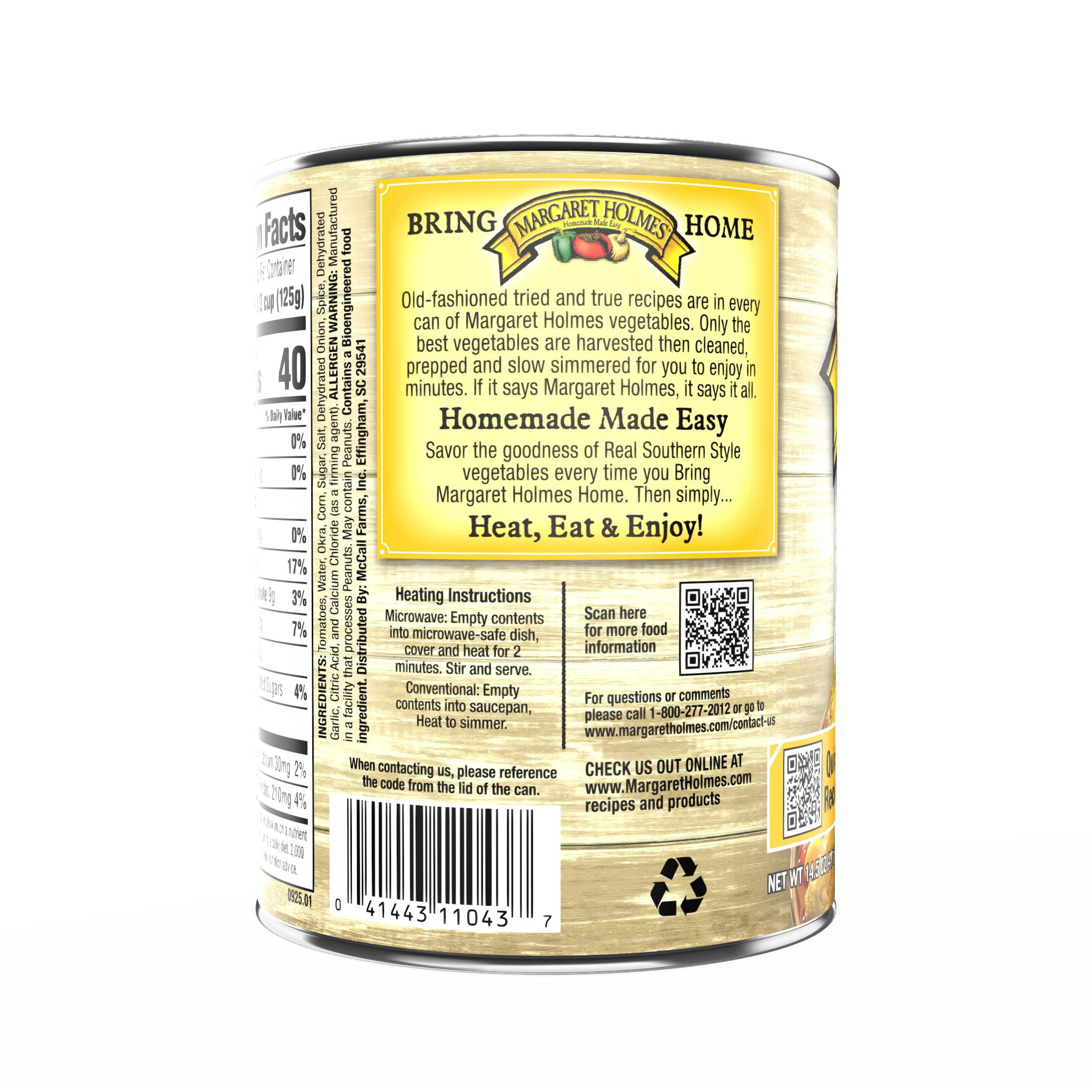 (7 pack) Margaret Holmes Canned Tomatoes, Okra and Corn, 14.5 oz
