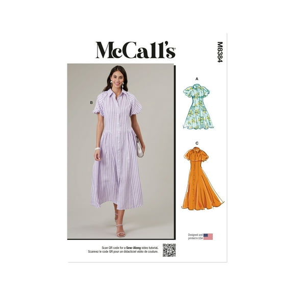 McCall's Sewing Pattern 8384 - Misses' Shirtdress, Size: D5 (4-6-8-10-12)