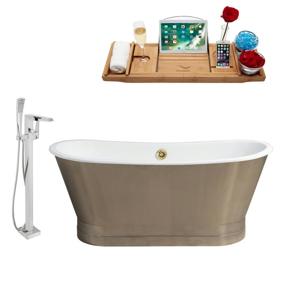 Cast Iron Tub, Faucet and Tray Set 67" RH5040GLD-100