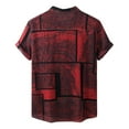 thumbnail image 2 of Baqcunre Graphic Tees Men Breasted Printed Collar Turn-Down Geometric Casual Men'S Single Shirt Sleeve Shirt Short Men Shirts Short Sleeve Button Down Men Tops For Men Red XL, 2 of 5