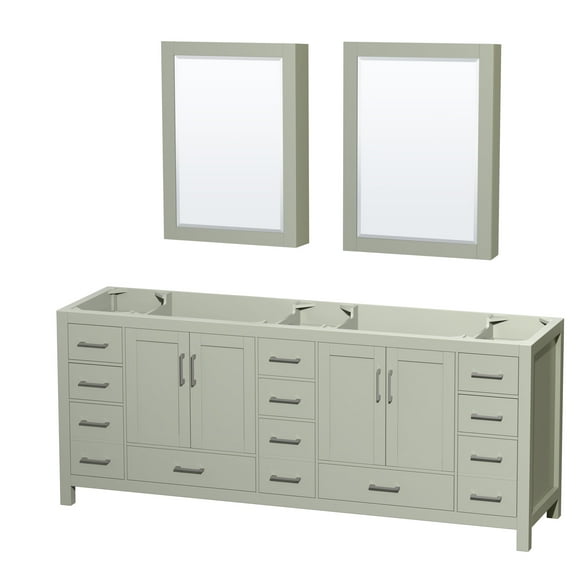 Wyndham Collection WCS141484DLGCXSXXMED Sheffield 84" Double Free Standing Vanity Cabinet