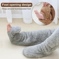 thumbnail image 3 of XZKING Over Knee High Fuzzy Sock Plush Slipper Stockings Furry Long Leg Warmers Winter Home Sleeping Socks,1 Pair Dark Gary, 3 of 8