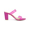 thumbnail image 4 of BLISSFUL STEP Women's Strappy Block Heel Slides Mules Sandals Hot Pink 8.5, 4 of 8
