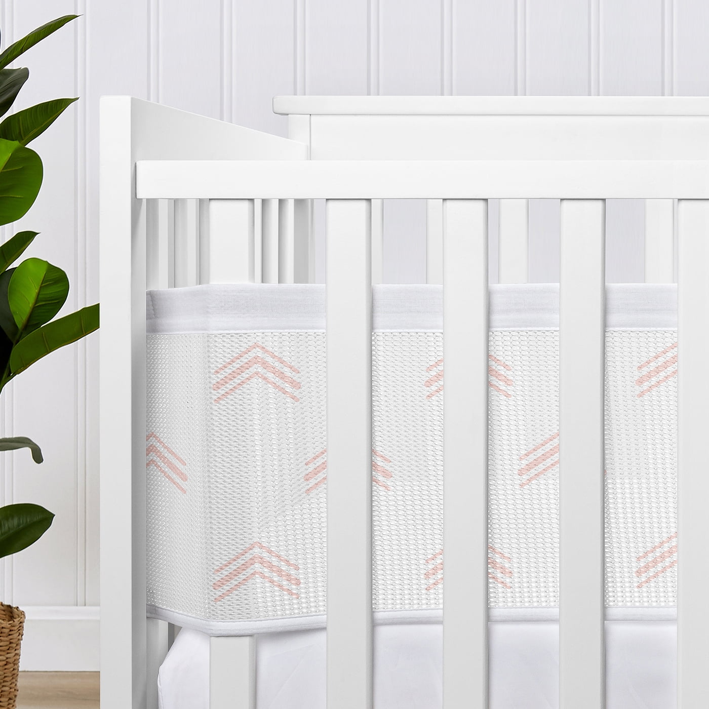 Sweet Jojo Designs + BreathableBaby Boho Fringe Blush Pink and White Breathable Mesh Crib Liner Pad