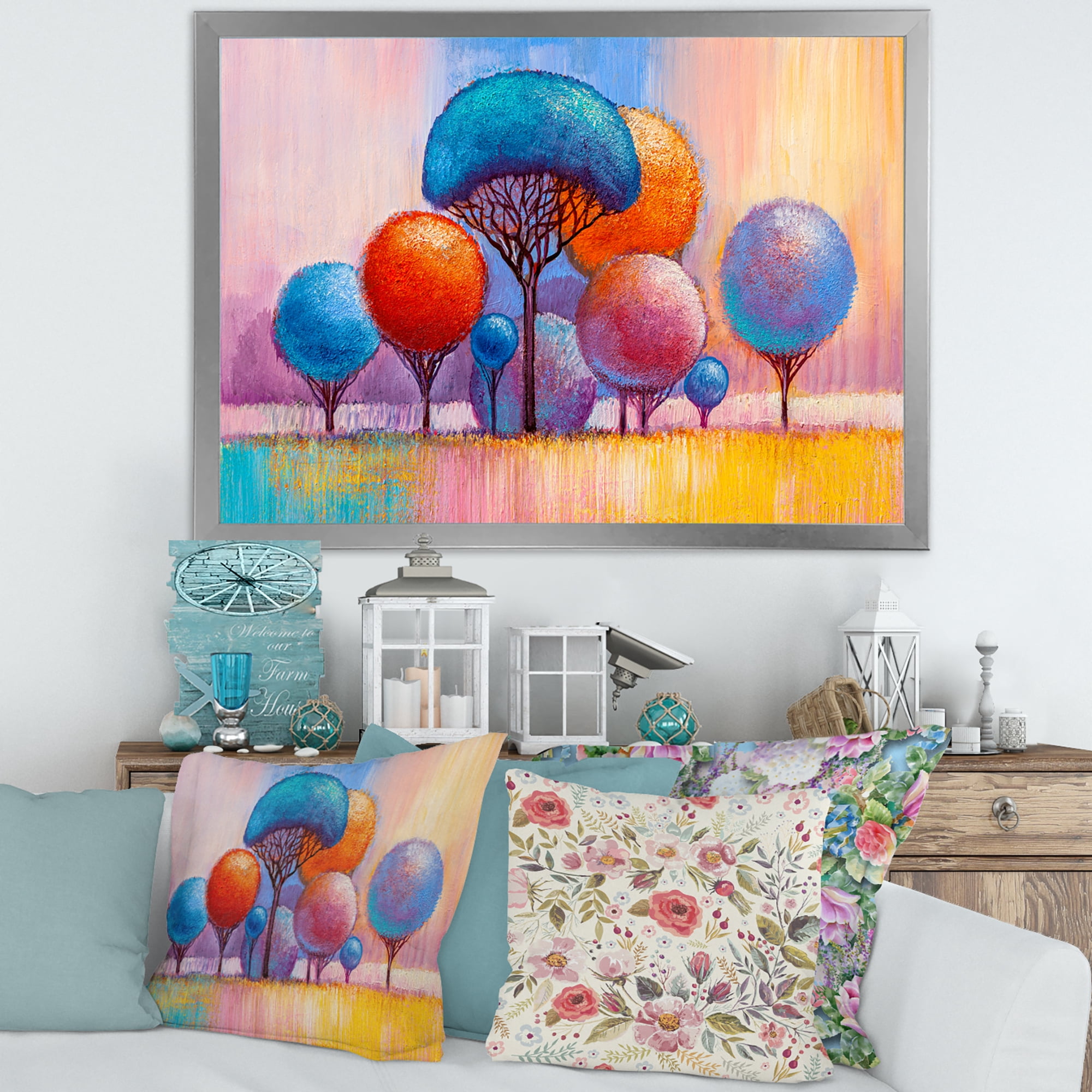 Designart 'Autumn Colorful Fantasy Trees II' Modern Framed Art Print