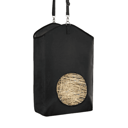 Goat Hay Feeder Hay Bags for Horses Sheep with Adjustable Open Feed Hole for Slow Feeding-Black