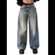 thumbnail image 2 of Pantalones Vaqueros de Pierna para Mujer, Desgastados, de Cintura Media, Estilo Vintage Y2K. Azul Nostálgico S, 2 of 8