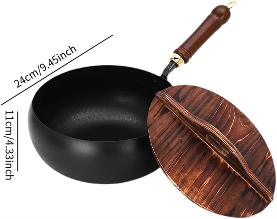 Jinswhdre Cast Iron Skillet, 2026 New 9.5/11in Uncoated Pure Iron Skillet With Lid, Multi-purpose Frying Wok, Hand-Forged Non-stick Pans Without Coating (9.45in)