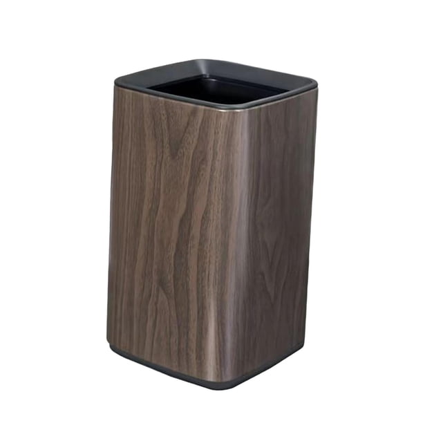 Bote de Basura Bote de Basura de Acero Inoxidable Bote de Basura Multiusos Bote de Basura Cesto de Basura para el hogar Sala de Estar Baño Color madera negro.