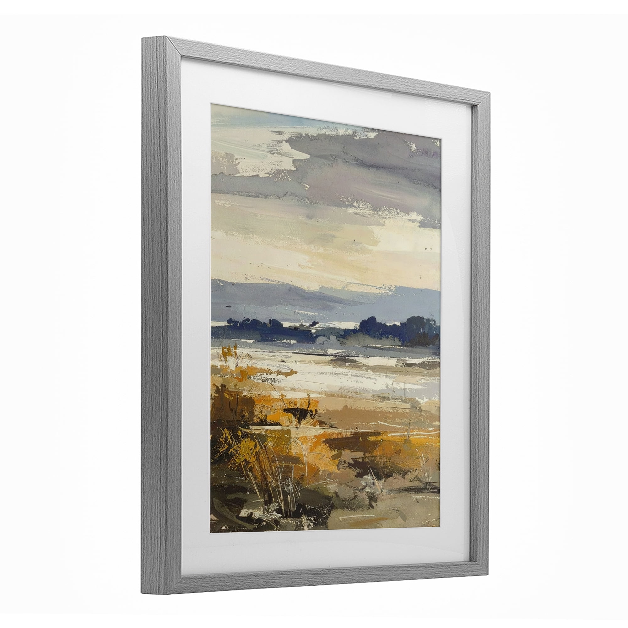 Stupell Industries Distant Horizon Abstract Gray Framed Print Under Glass, design by Alonza Saunders