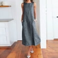 thumbnail image 2 of RKSTN Robes pour Femmes 2023 Décontracté à Rayures Imprimé Robe Sans Manches Col Rond Coton et Lin Poche Robe Maxi, 2 of 5