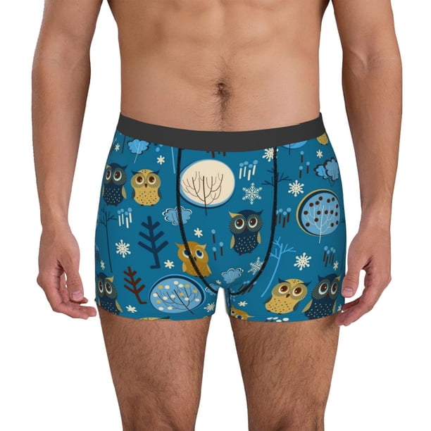 Balery Cute Colorful Owls And Trees Calzoncillos bóxer para hombre, ropa interior de algodón suave y transpirable con cinturilla de nailon-Small