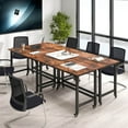 thumbnail image 2 of Costway 4 PCS Rolling Computer Desk Metal Frame PC Laptop Table Wood Top Study Workstation, 2 of 10