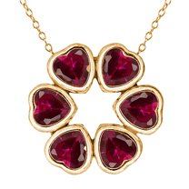 Gem Stone King 3.60 Ct Red Created Ruby 18K Yellow Gold Plated Silver Pendant With Chain