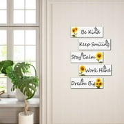 Sunflower Alphabet Wall Sticker Waterproof Self-adhesive Wallpaper Decals Sunflower Wall Decoration Inspirational Quote Sticker, Removable Wall Stickers 5pcs/set