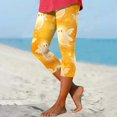 thumbnail image 2 of Leggings for Women Tummy Control High Waist Stretchy Halloween Graphic Yoga Pants, 7/8 Length Slim Workout Running Leggings Yellow Vacation Outfits for Women XL, 2 of 3