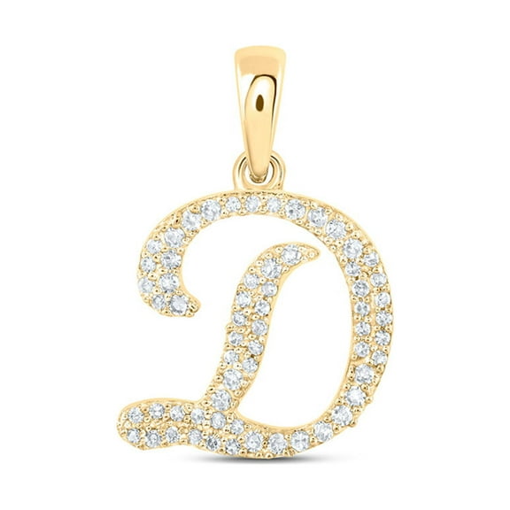 10kt Yellow Gold Womens Round Diamond D Initial Letter Pendant 1/5 Cttw