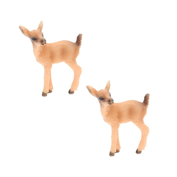FRCOLOR 2pcs Reindeer Figurines Set, Miniature Deer Model Statues for Christmas Decor, Artificial Elk Sculpture, Holiday Table Centerpiece, 1.57" .18" .57"