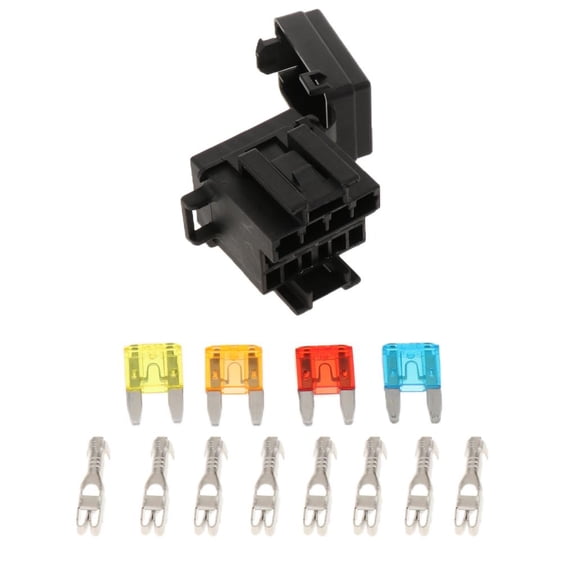 , 4-Slot 1 Relays & 4 Fuses Holder Block With Pins For Automotive And Marine Engine Bay