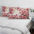 thumbnail image 3 of Pink Roses Pillow Covers, Linen Long Throw Pillow Case, Spring Floral Elegant Pastoral Butterfly Retro Holiday Pillow Protector Decorative Cushion Cover for Living Room/Bedroom 12" x 20", 3 of 8