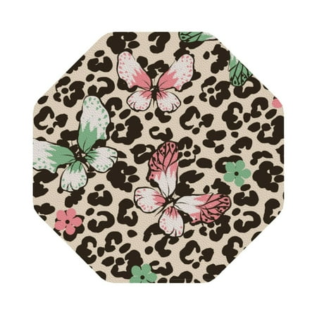 

Matuu Leopard Dots for Cup Coasters Set of 6 Leather Coasters Desk Coasters for Office Measures 4” x 4” Octagon