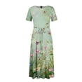 thumbnail image 6 of LWavelet Women's Plus Size Floral Maxi Dress Short Sleeve Tie Waist Casual Boho Flowy Dress with Pockets Light Green 5XL, 6 of 7