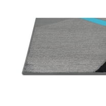 HR HANDCRAFT RUGS HR Geometric Stripes Area Rug Oval Pattern Modern Carpet Comfy shed Free Stain Resistant Turquoise - 5'2" x 7'1"