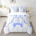 thumbnail image 2 of Feelyou Cartoon Bowknot Child Bedding Comforter Set 7 Pieces, Kawaii Love Heart Full Bedding Set, Fashion Princess Bow Reversible Fitted Sheet Flat Sheet, Super Cozy Room Decor, 2 of 8