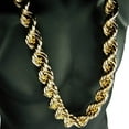 thumbnail image 5 of Huge Mens 14k Gold Plated Chain Hollow Rope Dookie 30MM Wide x 36" Inch Long Hip Hop Rapper Necklace, 5 of 6
