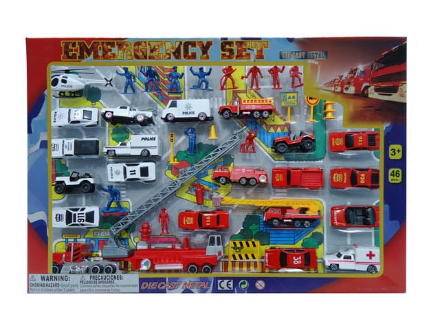Metro Police Force & Fire Rescue Emergency Crew 44 Piece Mini Toy Diecast Vehicl 