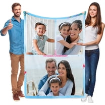 Custom Throw Blanket, with Photos and Text, Picture Collage Blanket, Personalised Gift, for Dad, Mum, Kids, Dog, Friend or on Anniversary, 3 Photos, 50"×60"