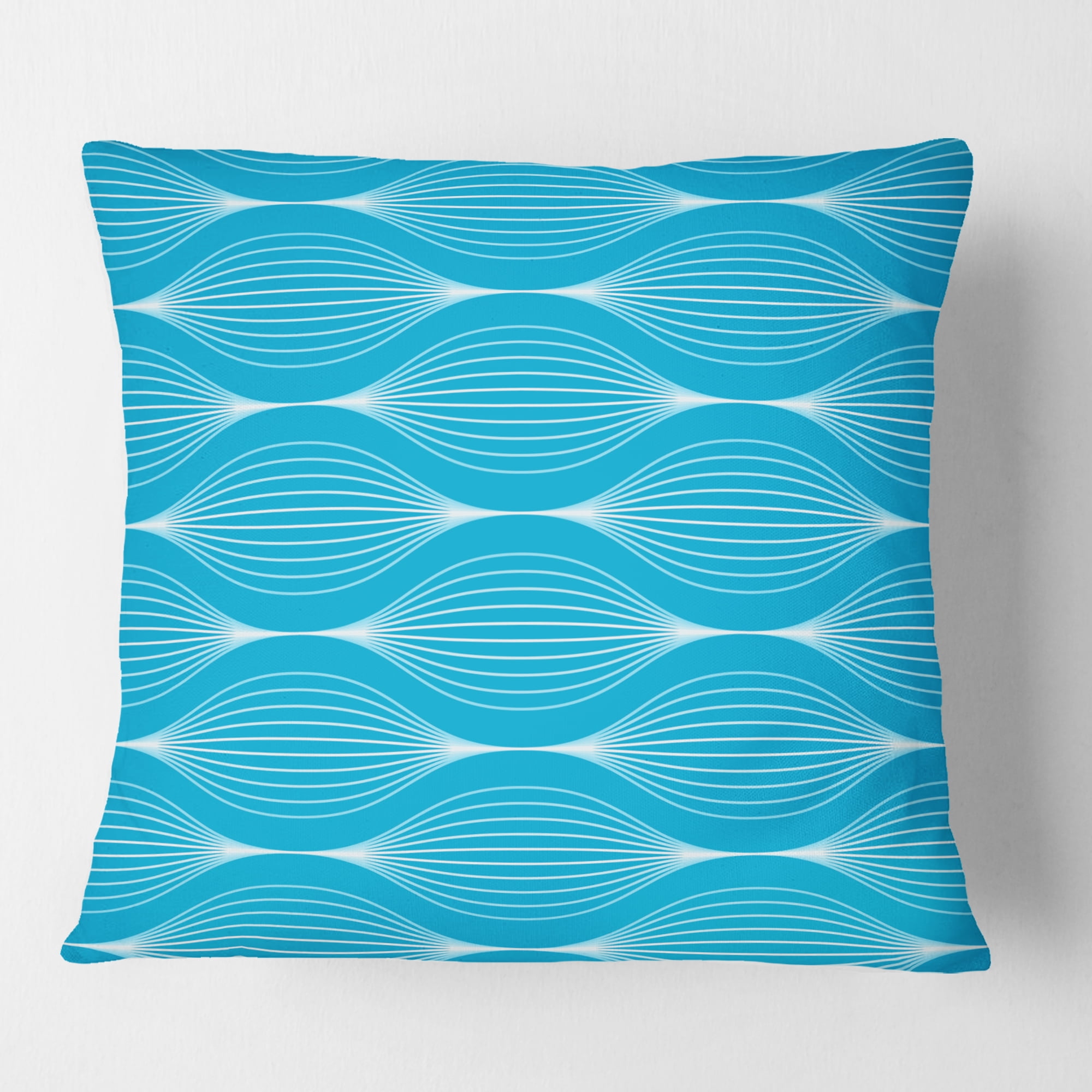 Designart Light Blue Wave pattern' Mid-Century Modern Throw Pillow - 16x16