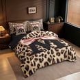 thumbnail image 2 of Erosebridal Chic Cheetah Printed 7-Piece Twin Bedding Sets For Kids,Black Letter M Monogrammed Bedding Comforter Set,Black Reversible, 2 of 7