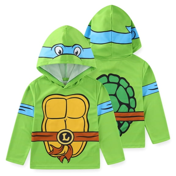 Nickelodeon Teenage Mutant Ninja Turtles TMNT Leonardo Long Sleeve Hooded Shirt (Boys), Sizes 4-20