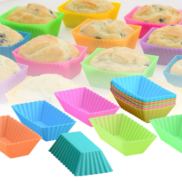 UDIYO 12Pcs Pantry Elements Rectangular Silicone Cupcake Liners for Baking  Reusable Non-Stick BPA Free Muffin Liners Baking Cups Molds for Baking