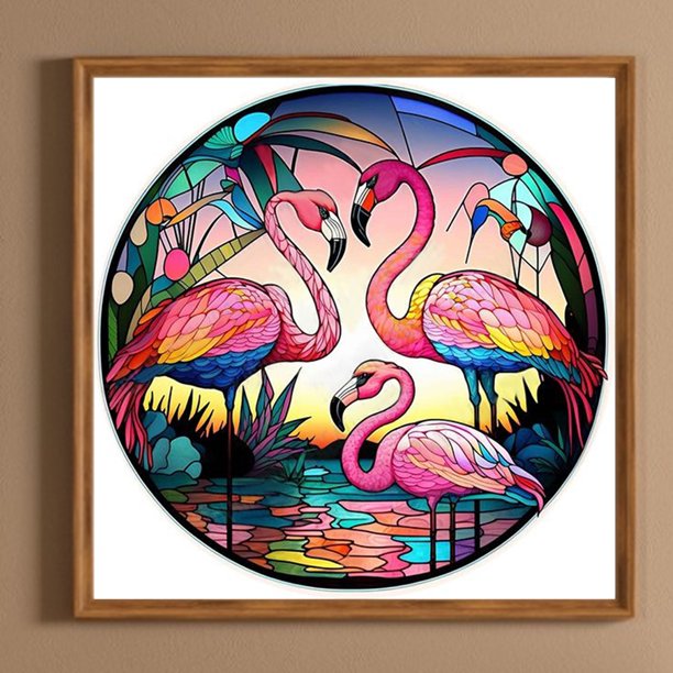 Cuadros Decorativos 5D bricolaje taladro redondo completo diamante pintura flamenco decoración del hogar (NH3740) Wdftyju de costura negro 4 estilos