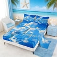 thumbnail image 2 of Manfei Oil Painting Sailboat Queen Sheet Sets for Kids Boys and Girls, Nautical Themed Bed Set 4pcs, 1 Flat Sheet, 1 Fitted Sheet and 2 Pillowcases, 2 of 6